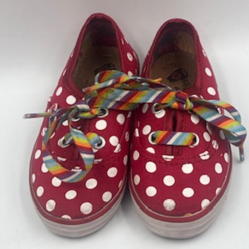 Bob’s Skechers sneakers Toddler Girl's shoes Sz 6 Red Polka Dot Rainbow Laces‎